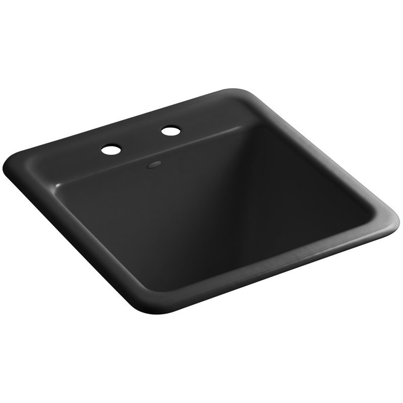 Park Falls 22" L x 21" W Service Sink, Black , 2 holes