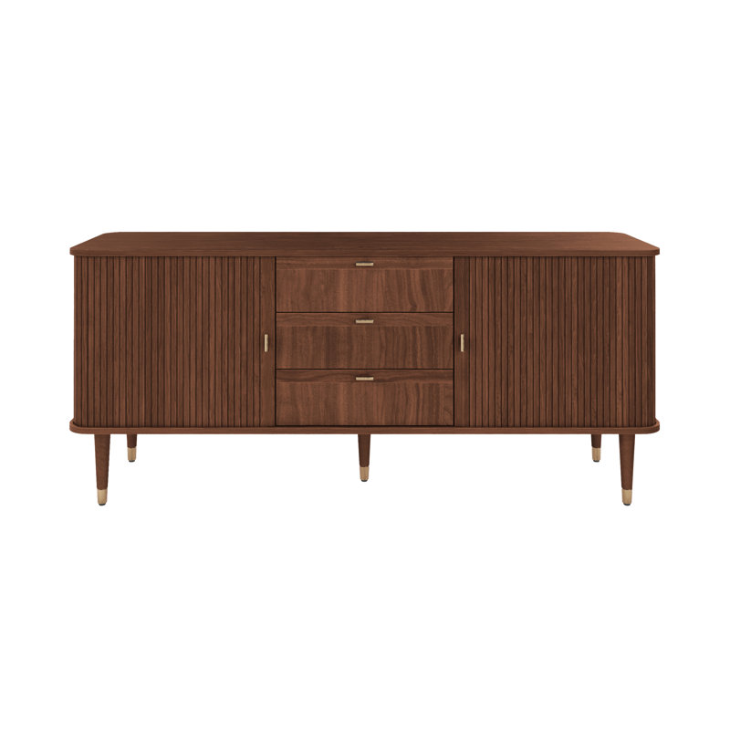 Corrigan Studio Mandea 63" Walnut Wood Sideboard with 3 Drawer Mid Century Modern