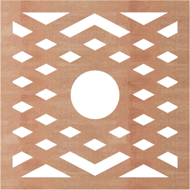 Médaillon de plafond à chevrons, H 36 po x l 36 po x P 0,38 po, Cerisier