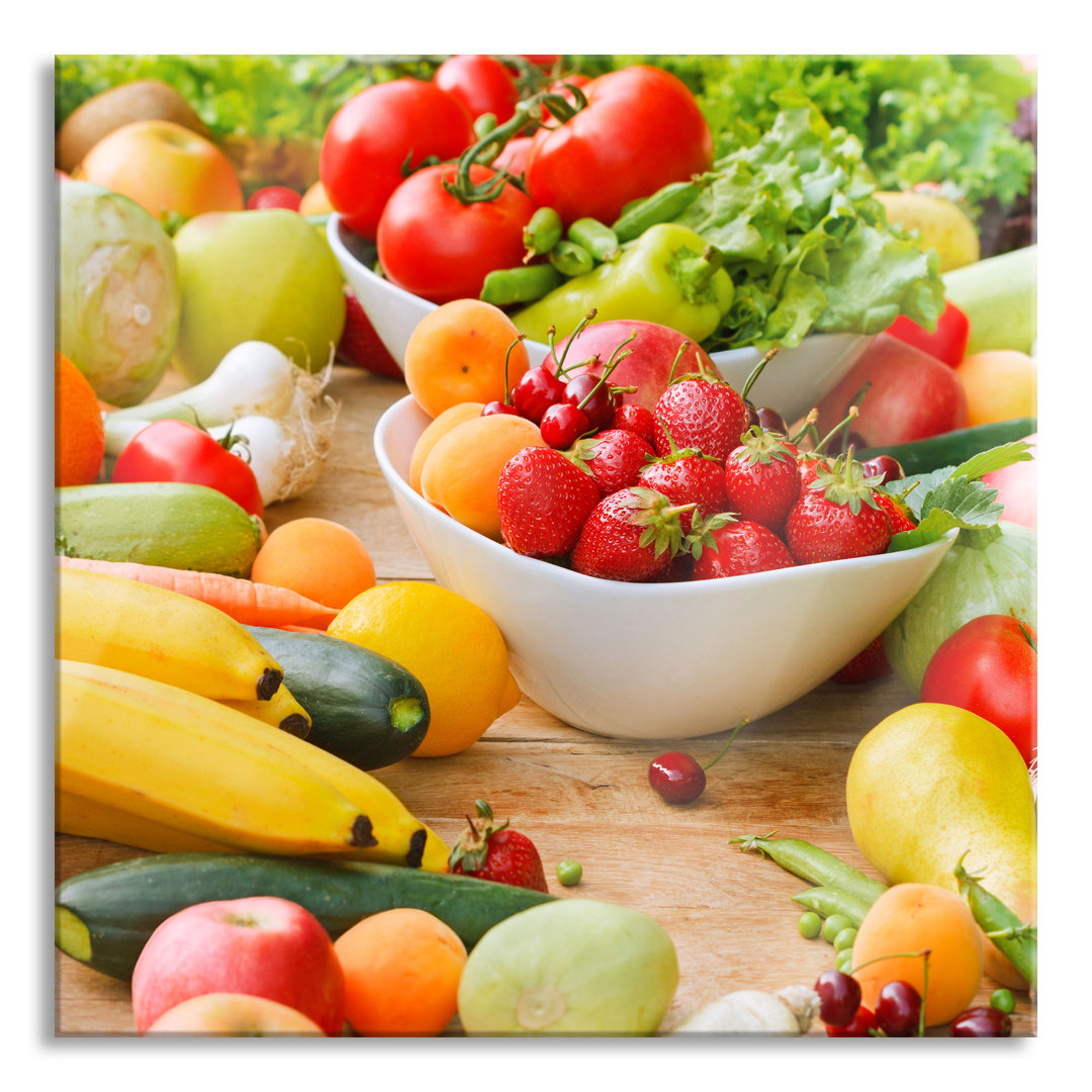 Ungerahmtes Foto auf Glas "Buntes Obst und Gemüse"