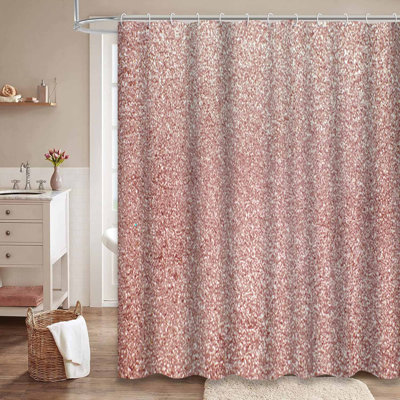 Rideau de douche rose avec 12 crochets