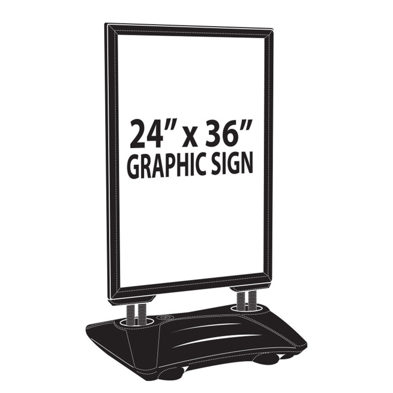Black Aluminum Weighted Outdoor Sidewalk Sign Holder 24" x 36"