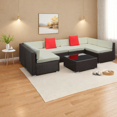 Versatile Outdoor Sectionals, Steel Rattan Construction, Modern Patio Set