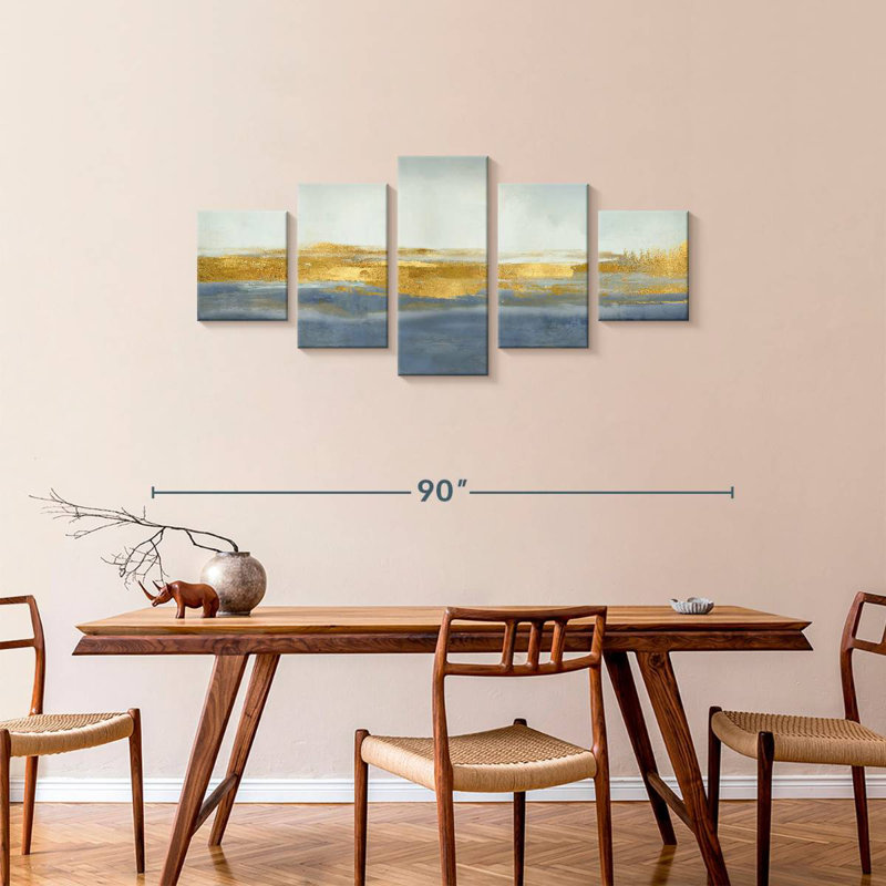 Linear On Blue, 34" H x 74" W