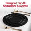 Grandes assiettes jetables rondes noires en plastique (10 po)