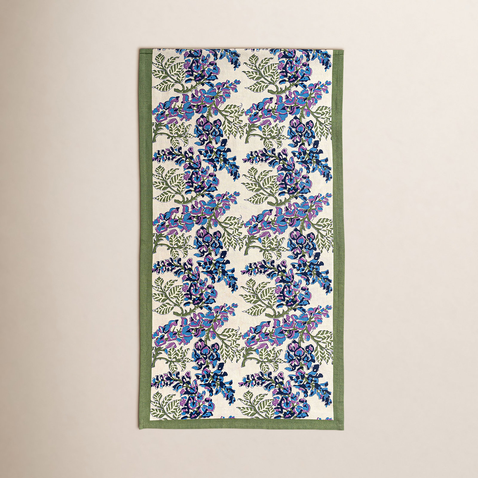 Kappa Floral Table Runner, 90" x 16", Blue/Green
