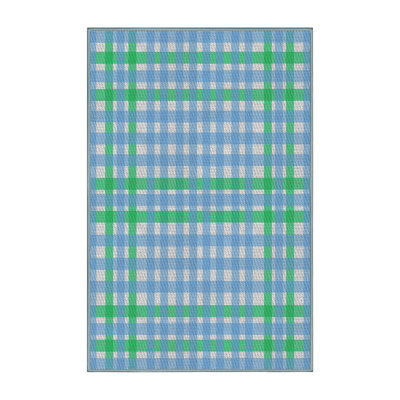Tapis bleu/vert à motifs
