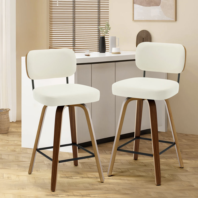 Logreira Swivel Upholstered Counter & Bar Height Stool (Set of 2)