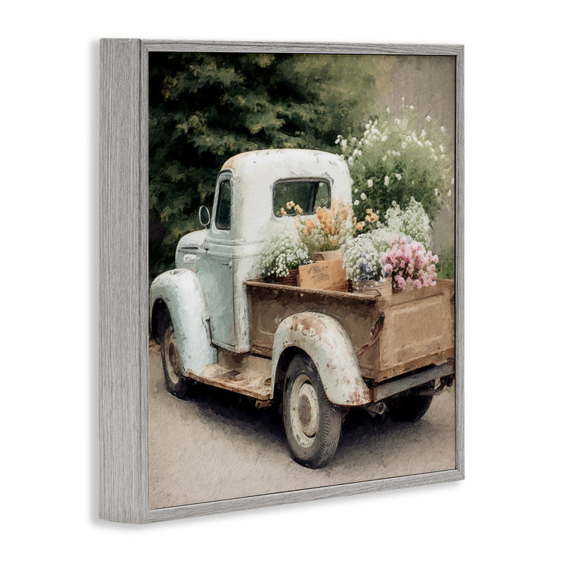 «Country Florals In Truck On», impression sur toile, H 17 po x l 17 po x P 1,5 po, Estampe numérique Farmhouse