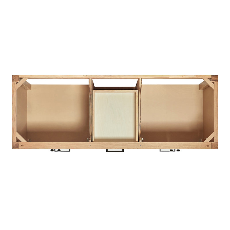 Cambridge 60'' W Double Bathroom Vanity Base, Oak, Matte Black