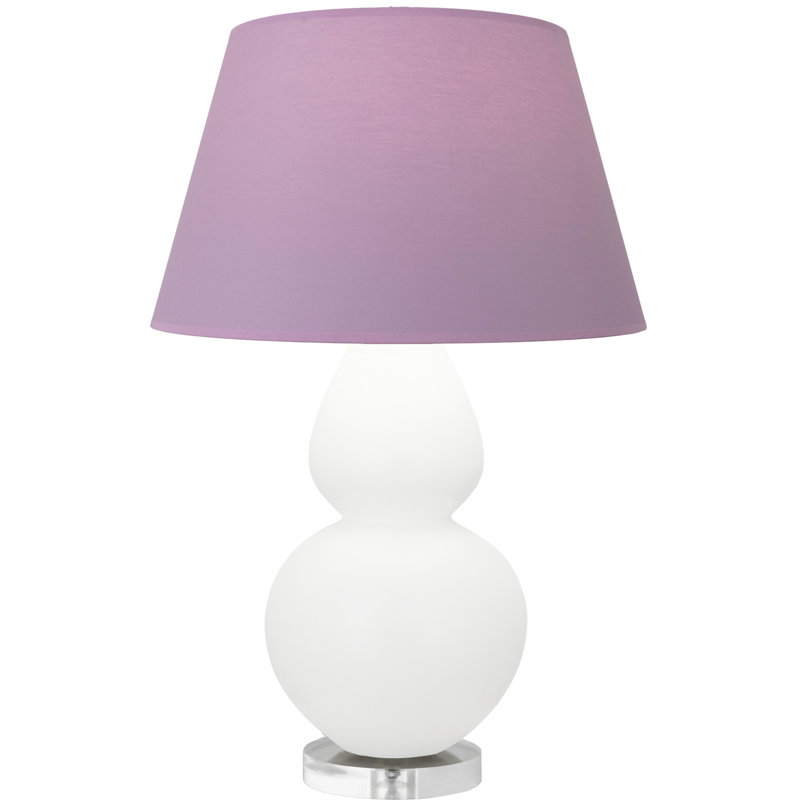 Petite lampe d'appoint à double gourde - frêne, lucite - avec abat-jour doublé, Lavande / prune, H 30 po x l 9,5 po x P 15 po
