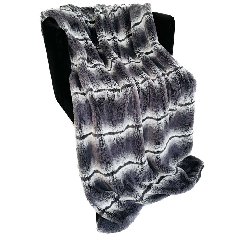 Couverture Fluffy Fields, L 36 po x L 60 po, gris