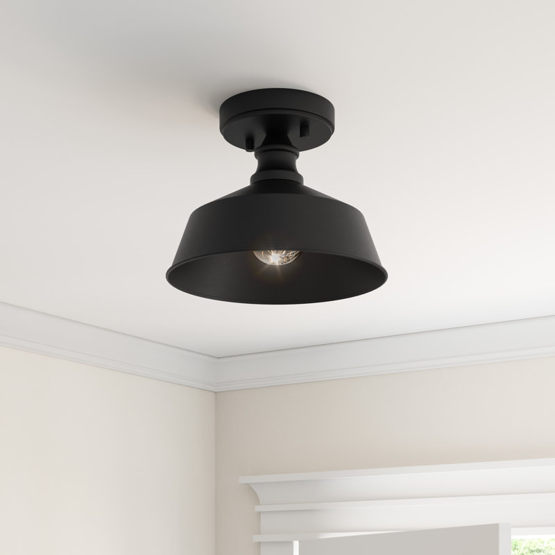 Barnston 1-Light Semi Flush Mount Ceiling Light, Dark Brown