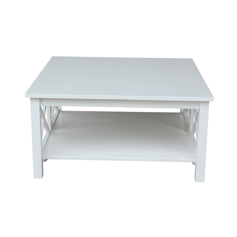 Rossitano Solid Wood Coffee Table, White, 18" H x 36" L x 36" W