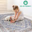 Tapis bleu / crème / bordé non délesté pour le salon, la salle à manger et le bureau-286896061