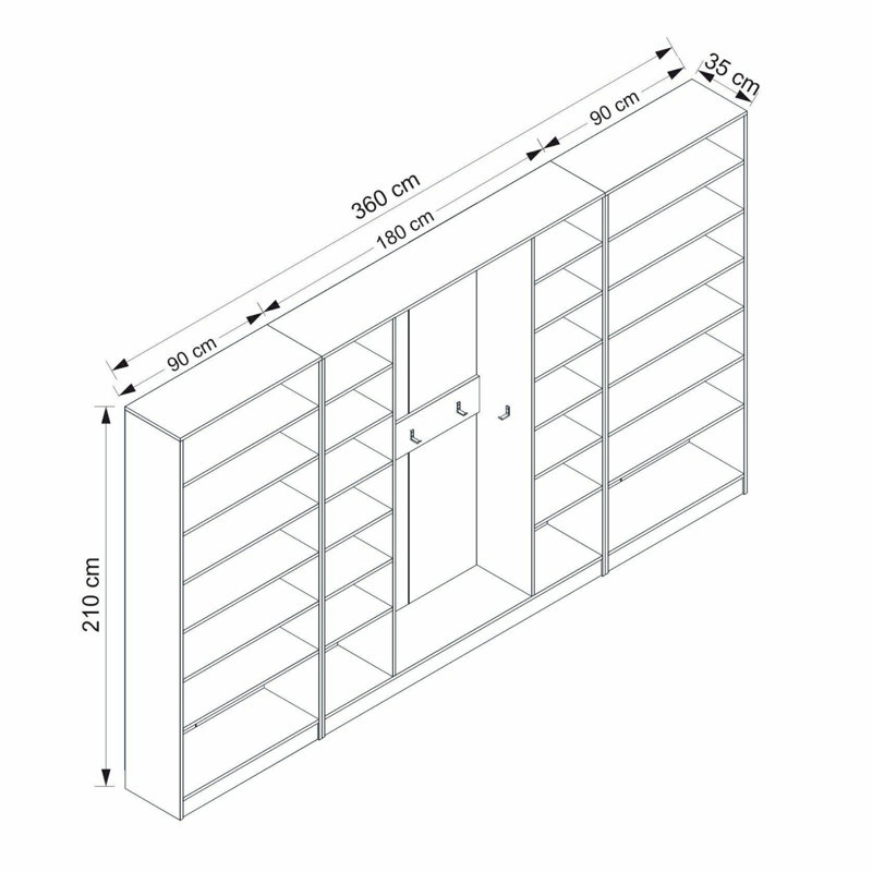 Nichlas Hall Tree 360cm Wide, Anthracite