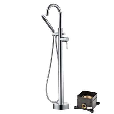 Floor Mount Bathtub Faucet,Freestanding Tub Faucet Filler with Handheld Shower