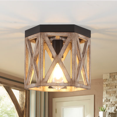 1-Light Dimmable Hexagon Flush Mount 