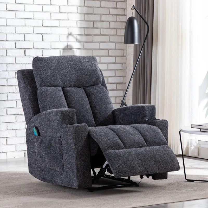 Fauteuil inclinable manuel en microfibre de 33,07 po Baizen, Gris foncé