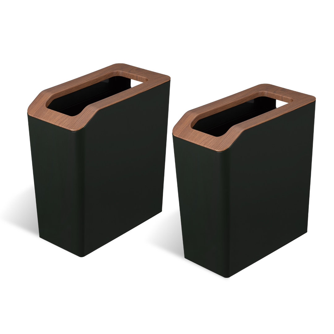 2.1 Gallon Trash Can Combo, Slim Rectangular With Open Top, Serene Green (Set of 2) Home Zone Living
