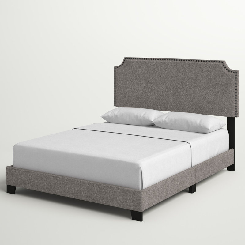 Amick Upholstered Platform Bed, Gray, Queen