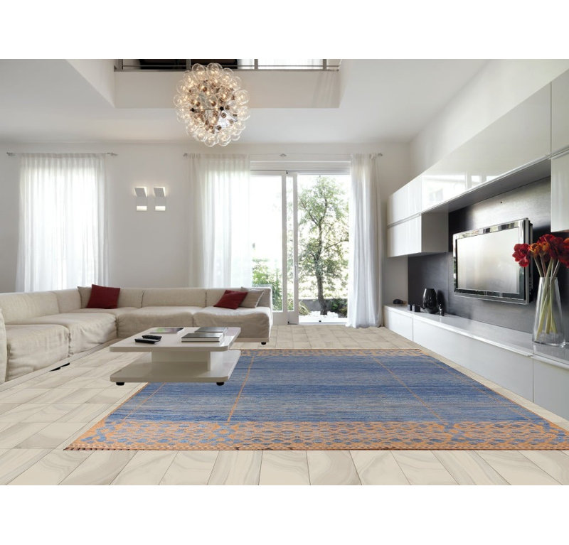 Tapis oriental marocain bleu fait à la main 12 x 16
