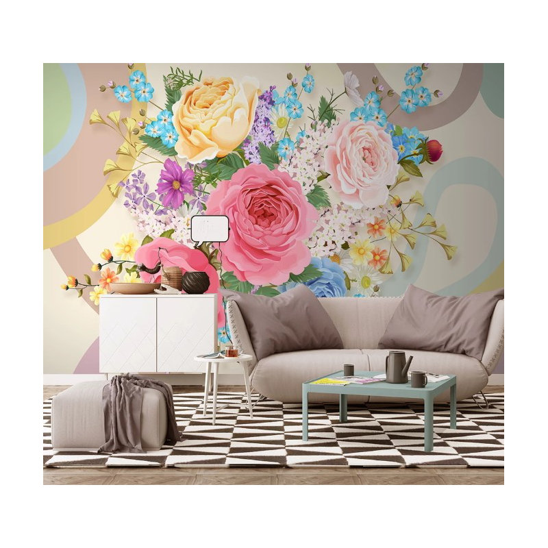 Papier peint floral Garden Rose, L 75,96 po x l 114 po