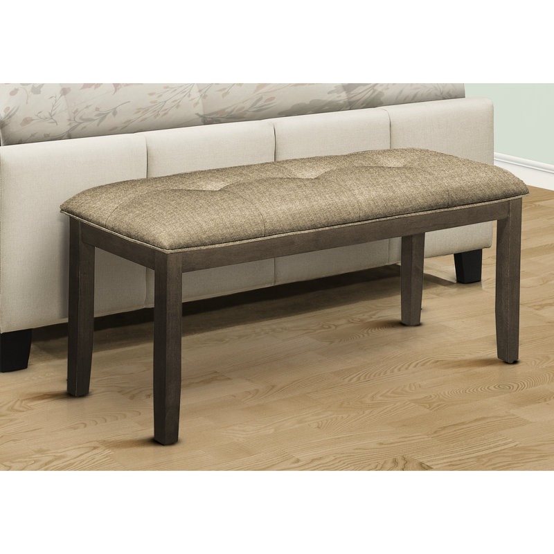 Banc transitionnel sans dossier de 44 po pour la salle à manger et le couloir - brun, revêtu de bois massif gris, produit, installation rapide dans la cuisine ou le couloir, assemblage simple