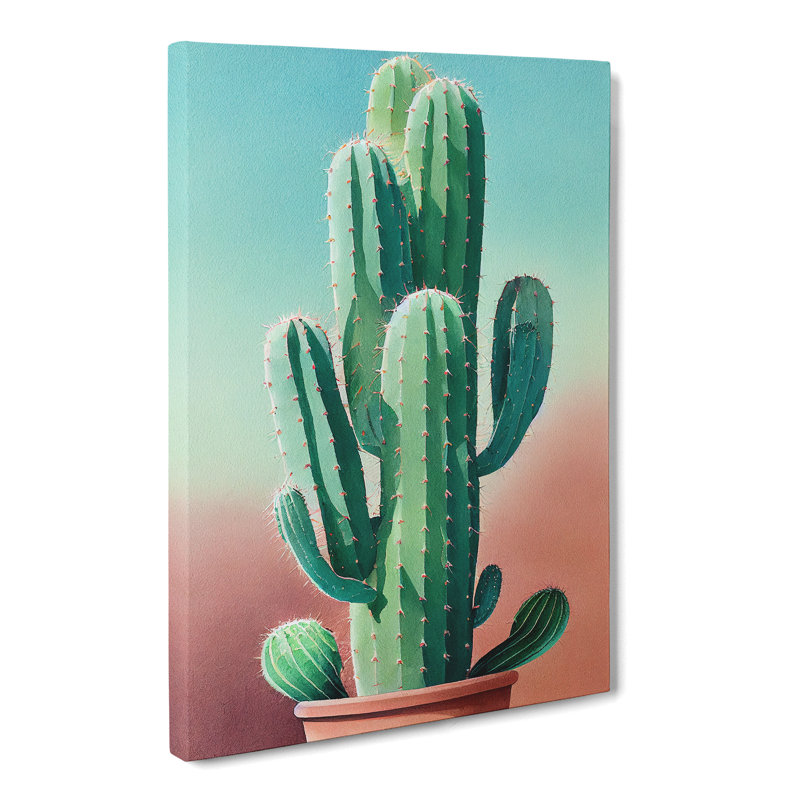 Watercolour Cacti Cactus - Wrapped Canvas, 50cm H x 35cm W x 3cm D