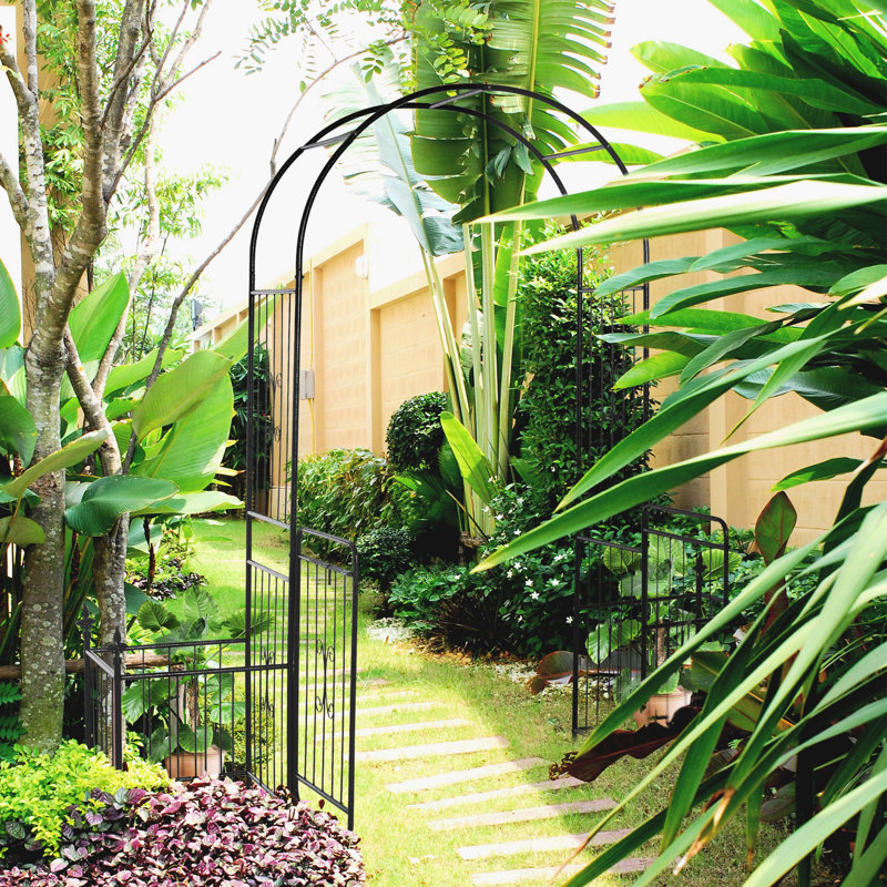 86.5" H Garden Arch, Metal, Trellis For Wedding, Locking, Planter , Plant Climb 86" Arch Gate, Plants, Wedding Ceremony,