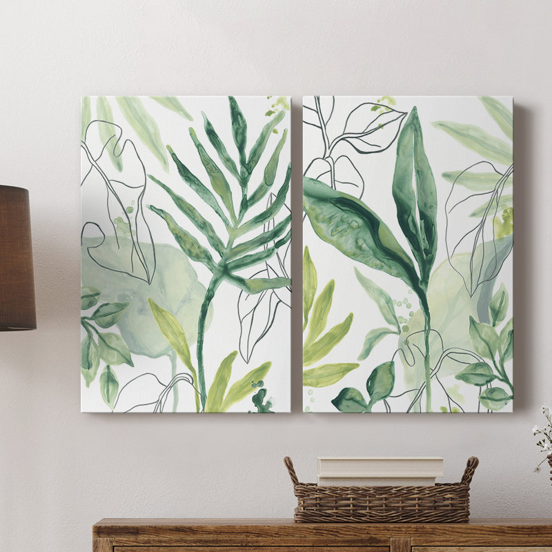 Toile tendue avec châssis Tropical Palm Chorus III - prêt à accrocher, H 12 po x l 16 po
