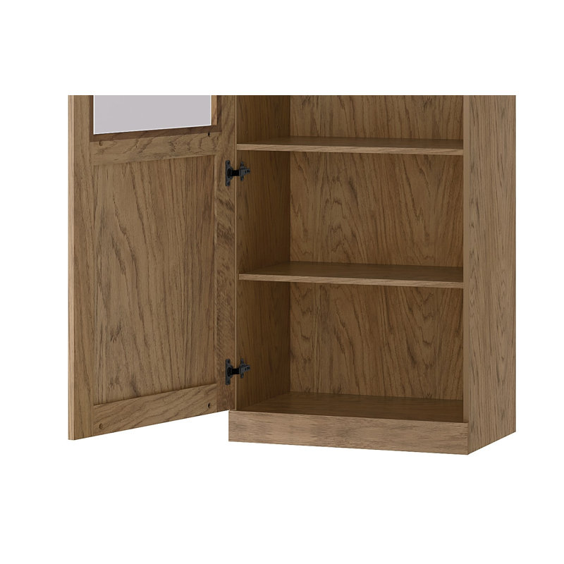 Stina Manufactured + Solid Oak Wood 1-Door Display Cabinet