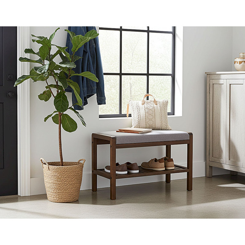 Banc de rangement pour chaussures rembourré Knarr, Brun brossé