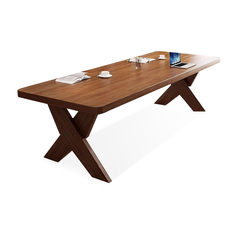 Bureau rectangulaire en bois massif brun noisette, H 29,53 po x l 78,74 po x P 31,5 po
