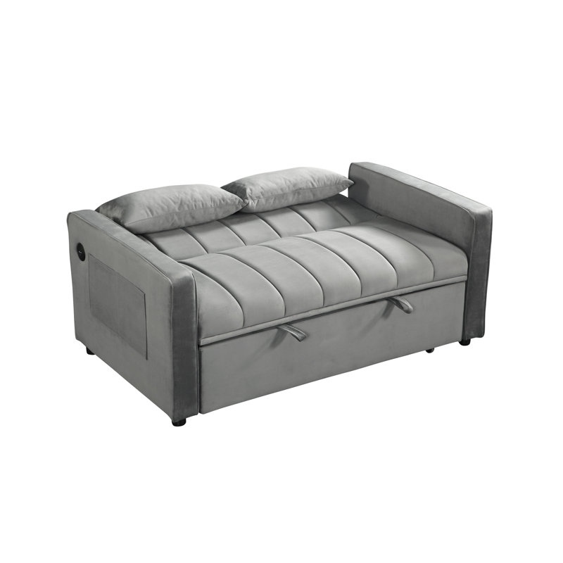 Canapé-lit compact et moderne, tissu gris avec dossier réglable pour la maison