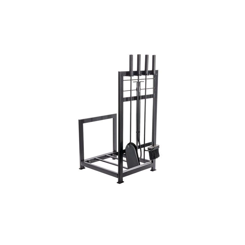 5 pc black log rack with toolset