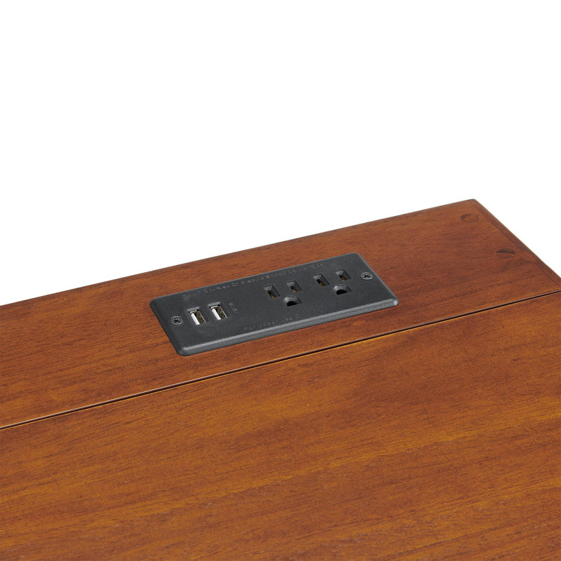 Stakmore Folding Wood/steel Desk With Power Block, Frame, Brown