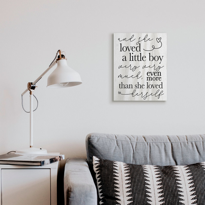 «Lived A Little Boy», phrase «Family Home Sentiments», H 20 po x l 16 po, Toile tendue