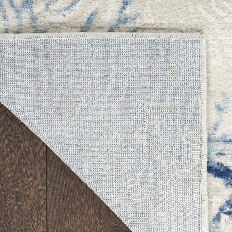 Tapis ivoire / bleu Lilyanna, Rectangle 9 pi x 12 pi