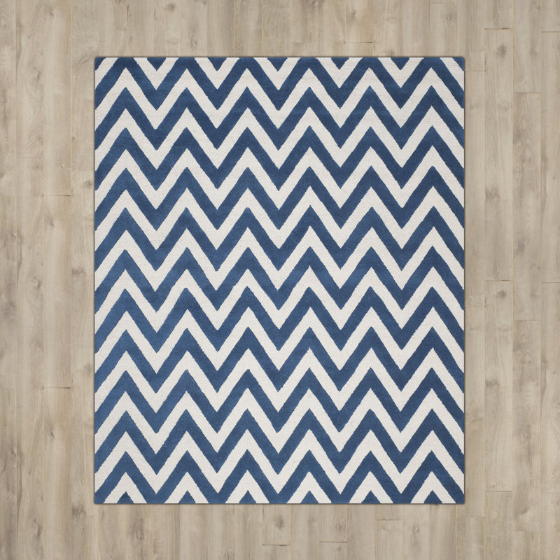 Sanyla Hand Tufted Wool Chevron Indoor Rug, Rectangle 8' x 10'