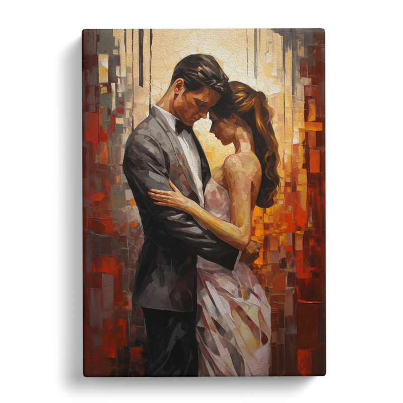 Lovers Hard Edge Painting Art No.2 - Wrapped Canvas, 60cm H x 40cm W x 3cm D