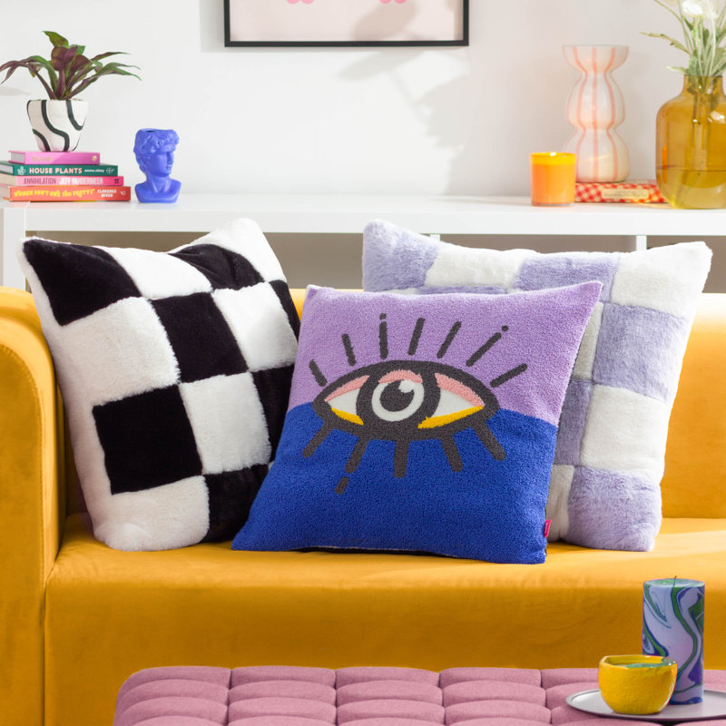 All Eyes On You Abstract Square Cushion, Blue/Purple