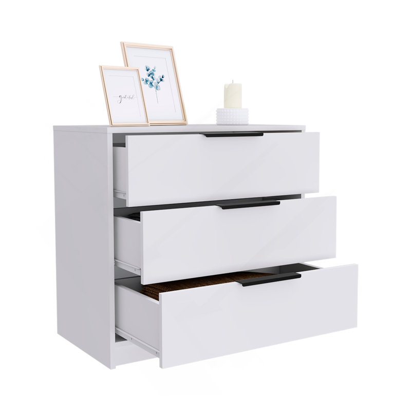 Commode à trois tiroirs, Blanc