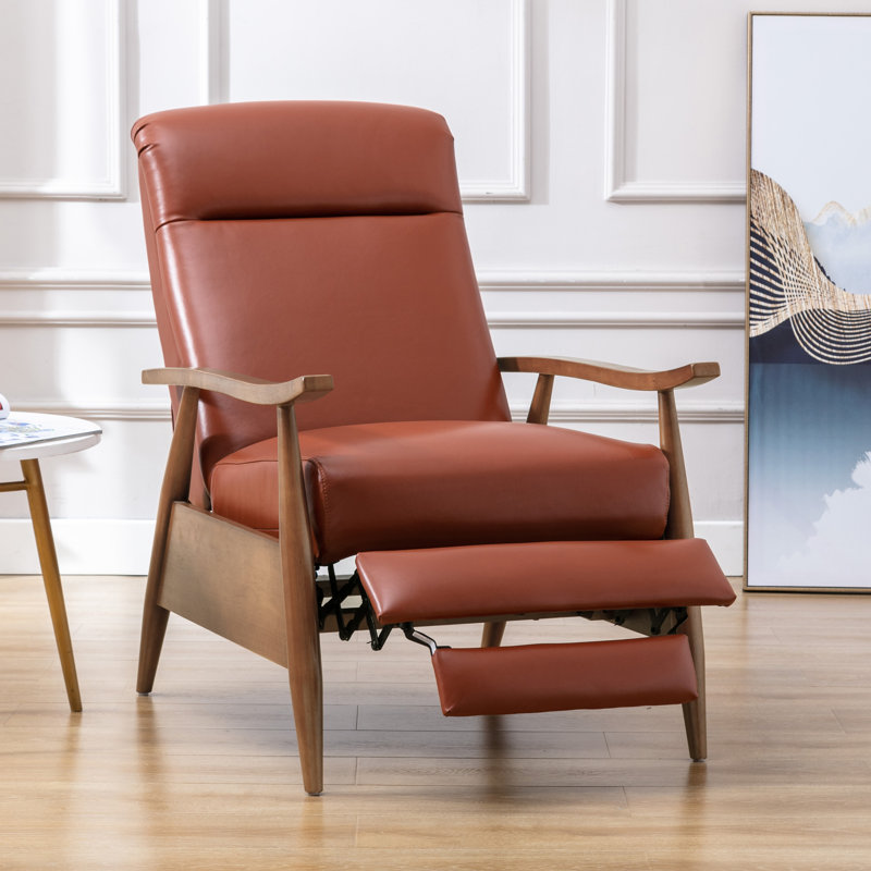 Fauteuil inclinable en cuir Imona, Cuir véritable galet caramel