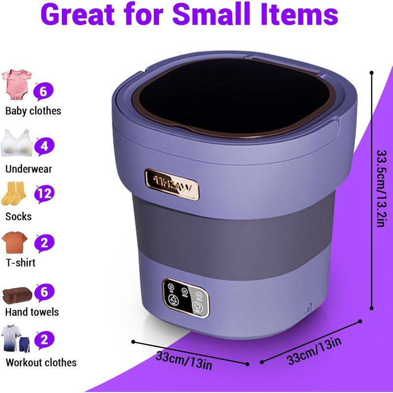 Mini Washing Machine and Dryer, 12L Foldable Mini Washer for Underwear, Upgraded Collapsible Washing Machine, for Baby Clothes Socks Apartment
