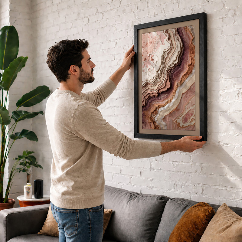 Mineral Strata Minimalist - Framed Print, Walnut, A3 - 42.0 x 29.7 cm