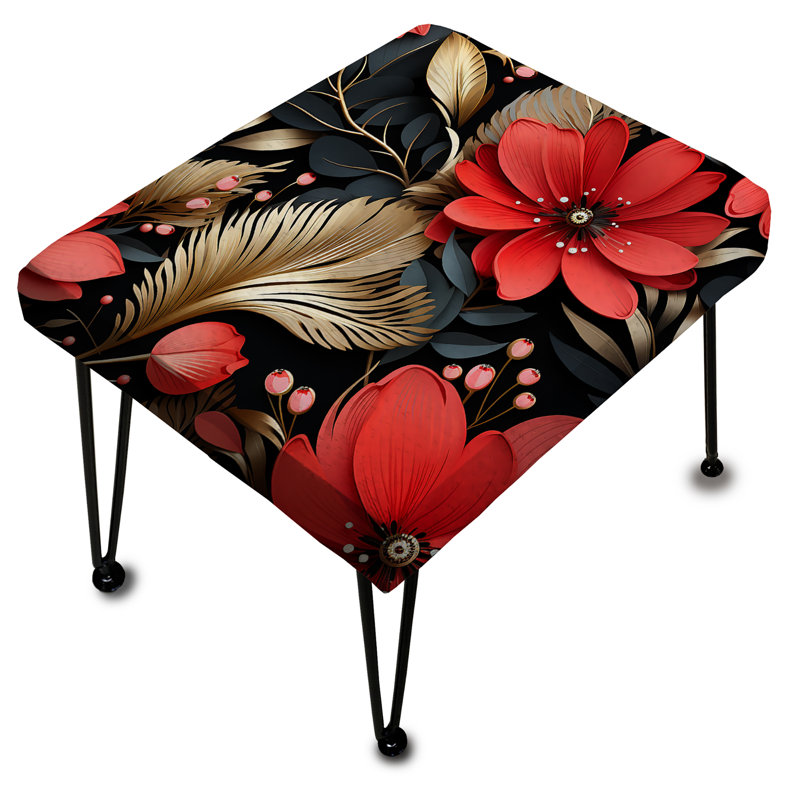 Red Golden Hollywood Glam Floral Motif floral - Repose-pieds rectangulaire floral