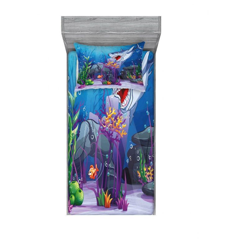 Ensemble de draps subaquatique coon world plantes, Ensemble de draps pour lit simple avec drap-housse