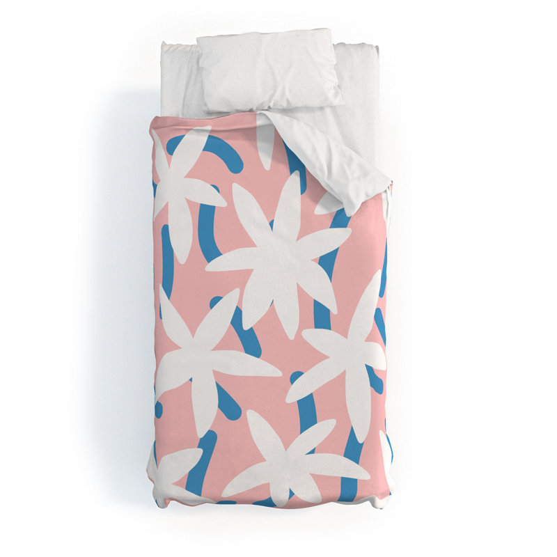 Édredon en coton rose / bleu standard, Édredon très long pour lit simple