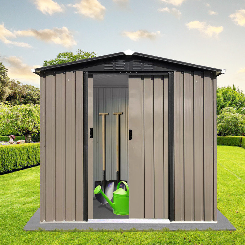 6 ft. W x 4 ft. D Outdoor Storage Shed, Metal Sheds Tool Shed with Lockable Sliding Doors